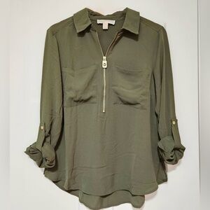 MICHAEL Michael Kors Green Relaxed Polo Blouse